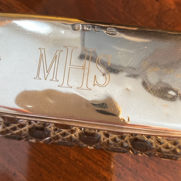 Hobnail Cut Glass Dressing Table Trinket Pot / Sterling Silver Lid - Picture 2 of 16